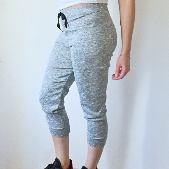 Pants - Marled Gray Knit Jogger Sweatpants Leggings NEW